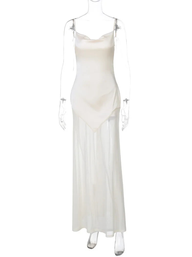 Spaghetti Strap Strapless Sexy Maxi Dress For Women Gown Elegant Off-shoulder Backless High Waist Bodycon Long Dress