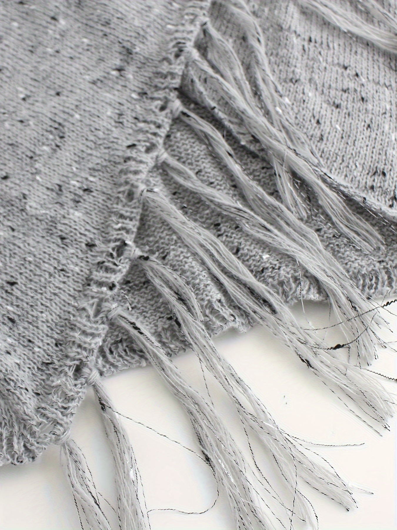 Stylish Fringe Hem Poncho Cardigan - Women's Elegant Long Sleeve Cross Hem Cardigan for Fall & Winter - Soft, Cozy, and Versatile Winter Wear with Button Front and Chic Design