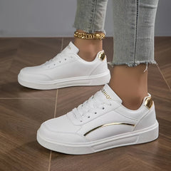 Stylish ComfortFit Skate Shoes - Road Running, Low-Top, Lace-Up, Round Toe, Ultra-Lightweight, Breathable, Comfortable, All-Season, Versatile Sneakers for Women