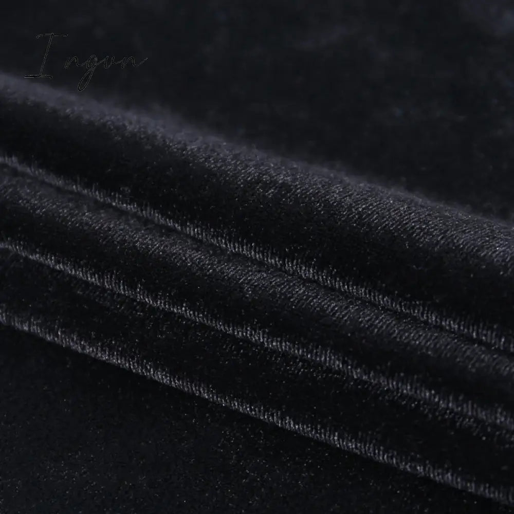 Ingvn - 2023 Womens Fashion Black Velvet Spaghetti Strap Dress Front Ruched Mini Skinny Sleeveless Off Shoulder Women Fashion Elegant  Party Dress