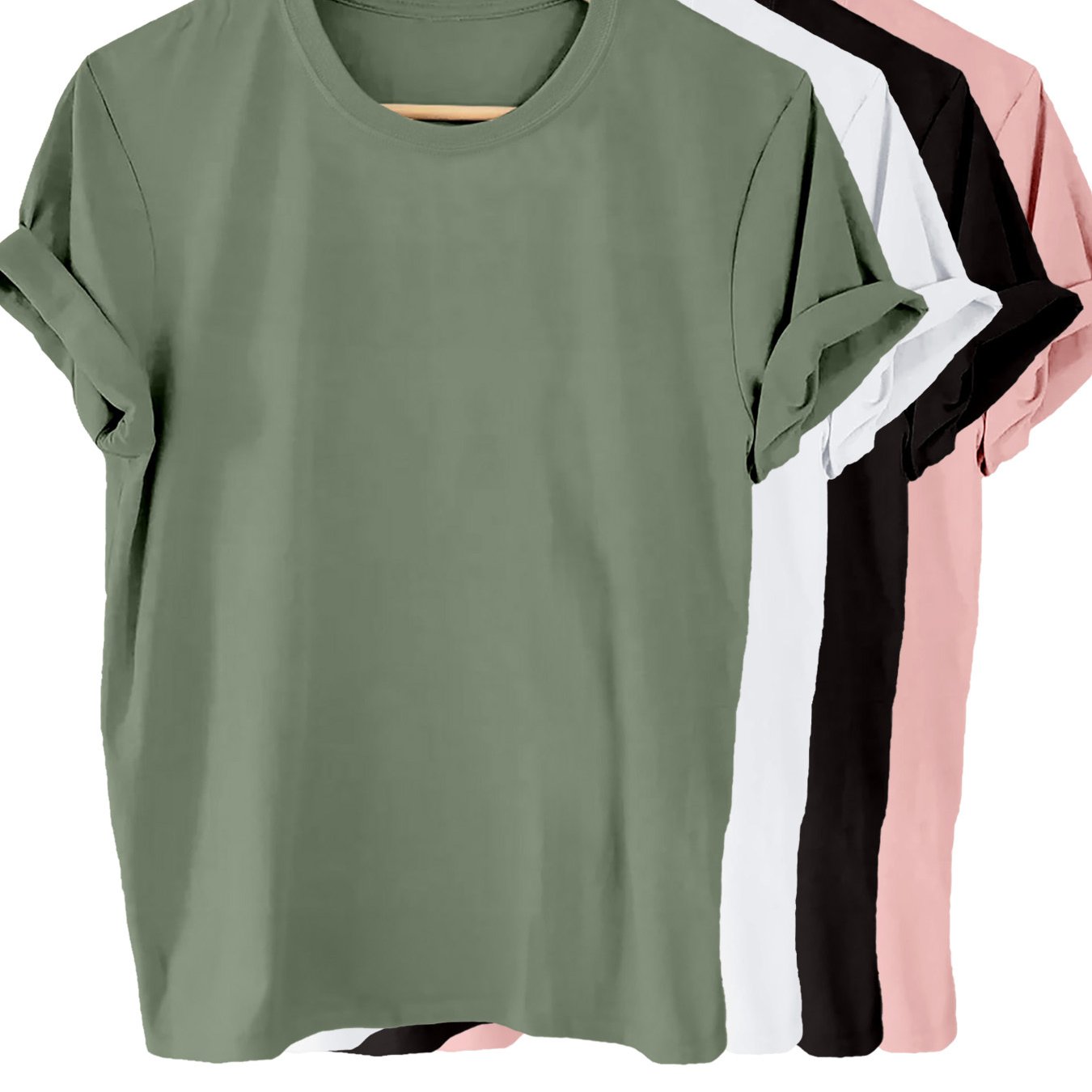 4-Pack Womens Solid Color T-Shirt - Short Sleeve Crew Neck Casual Tops - Soft & Breathable for Summer & Spring Stylish Wear