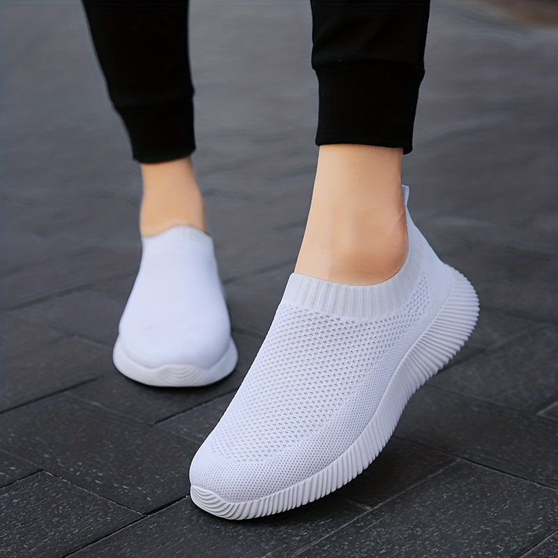 Women's Breathable Mesh Sneakers, Casual Slip On Outdoor Shoes, Lightweight Low Top Shoes plus size