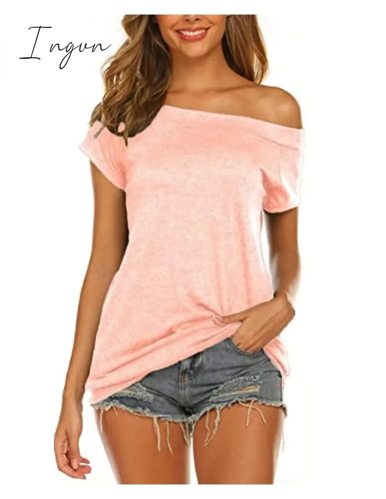 Ingvn - Stylish Off Shoulder Solid Color Long Sleeve Tops