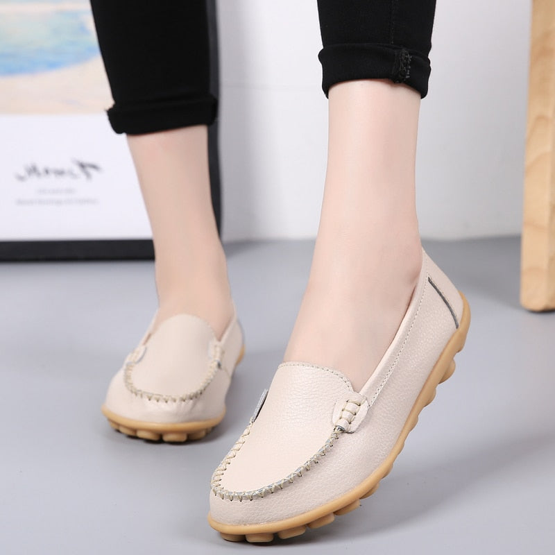 shoes Women Flats Ballet Shoes Woman Cut Out Leather Breathable Moccasins ladies Boat Shoes Ballerina female Casual Shoes