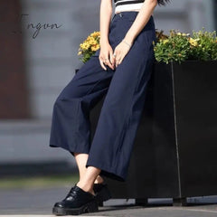 Ingvn - High Waist Wide Leg Pants Women's Spring And Autumn 2023 New Fashion Versatile Crop Pants High Waist Straight Casual Pants