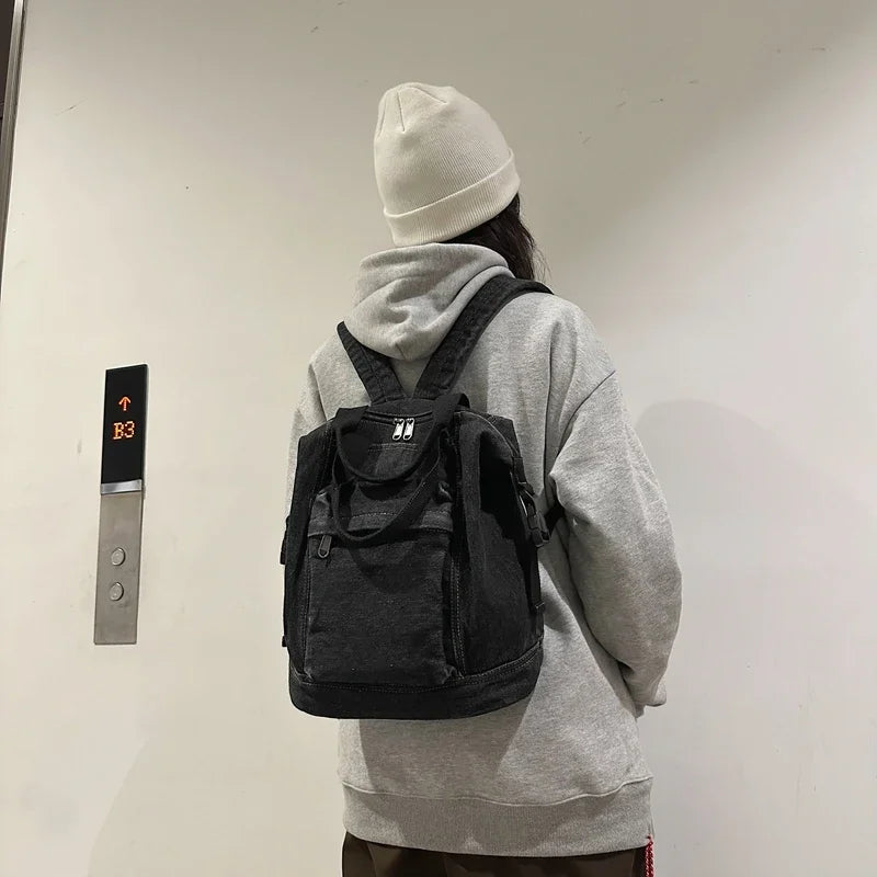 Ingvn  Denim Zipper Ladies Backpacks Large Capacity Bags for Women Casual Versatile Free Shipping Mochilas Para Mujer