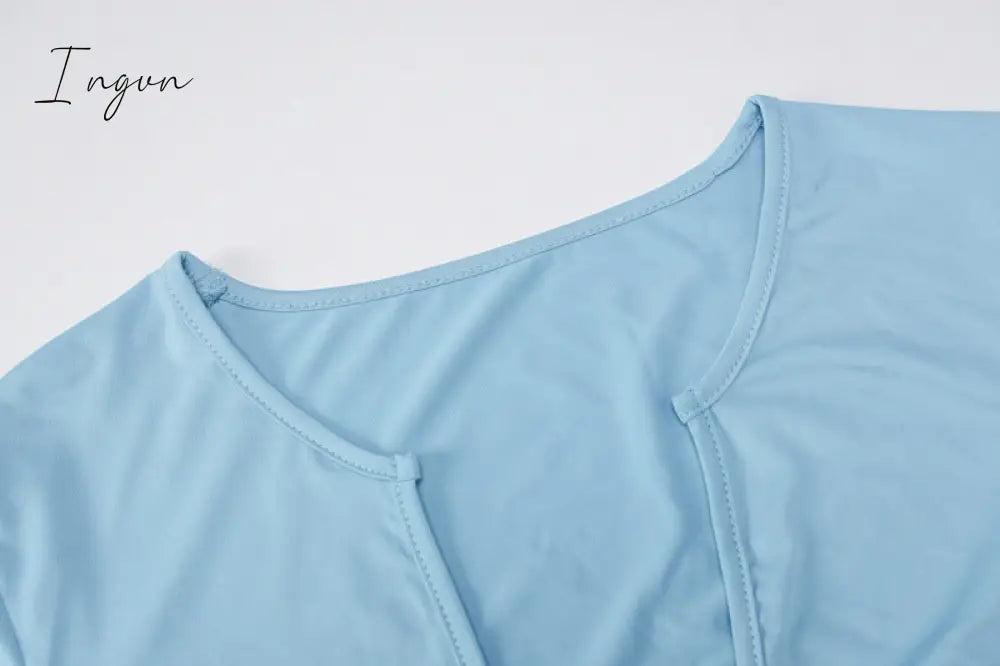 Ingvn - 2 Piece Outfits For Women Sexy Long Sleeve Crop Tops Drawstring Leggings Pants Sets Casual Sporty Sweatpants Tracksuits