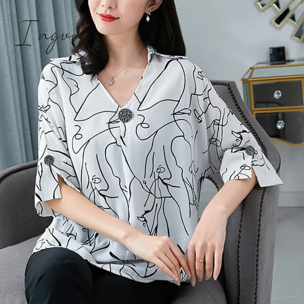 Ingvn - New Women's t-shirts Overweight Plus Size Women Clothing Summer Style Chiffon Shirt Top Tee Woman Tees Tops Oversize Women's t-shirt