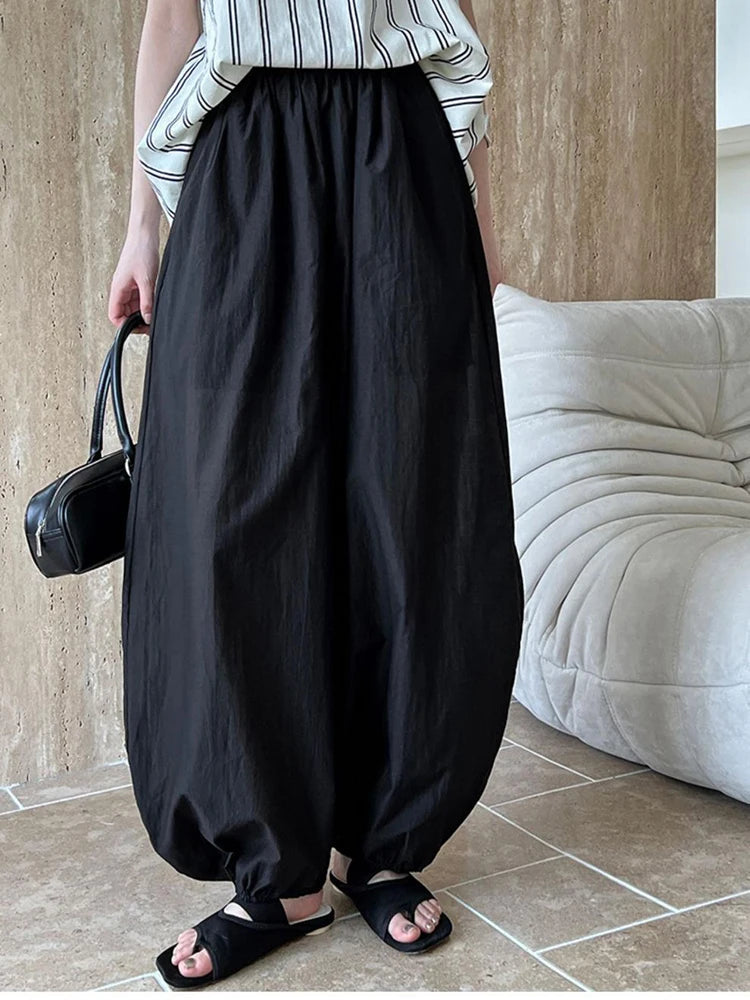 Oversize Women Pure Cotton Pants Summer Loose White Causal Lantern Trousers Fashion New Female Wide Leg Pants