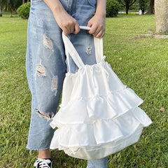 INGVN  Korean Sweet Y2k Aesthetic Women Handbags Fairy Solid Ruffles Pleated Underarm Bag Fashion Elegant Chic Shoulder Bags All Match