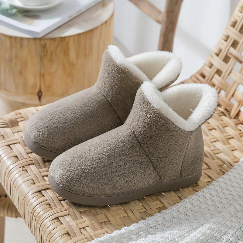 Ingvn  Women Winter Slippers Warm Plush Slip-on Couples Home Floor Shoes Anti-slip Comfortable Flats Female Soft Faux Fur Boots