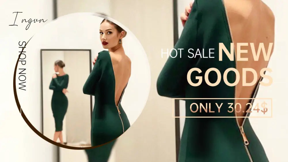 Ingvn - New Summer Deep V Neck Women Bandage Dress Full Sleeves Celebrity Bodycon Dress Sexy Club Vestidos Evening Party Dresses
