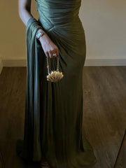 New Spring Summer Elegant Dress Women Fashion Vintage Sexy Dresses Solid Silm Sleeveless Folds Split Midi Dress