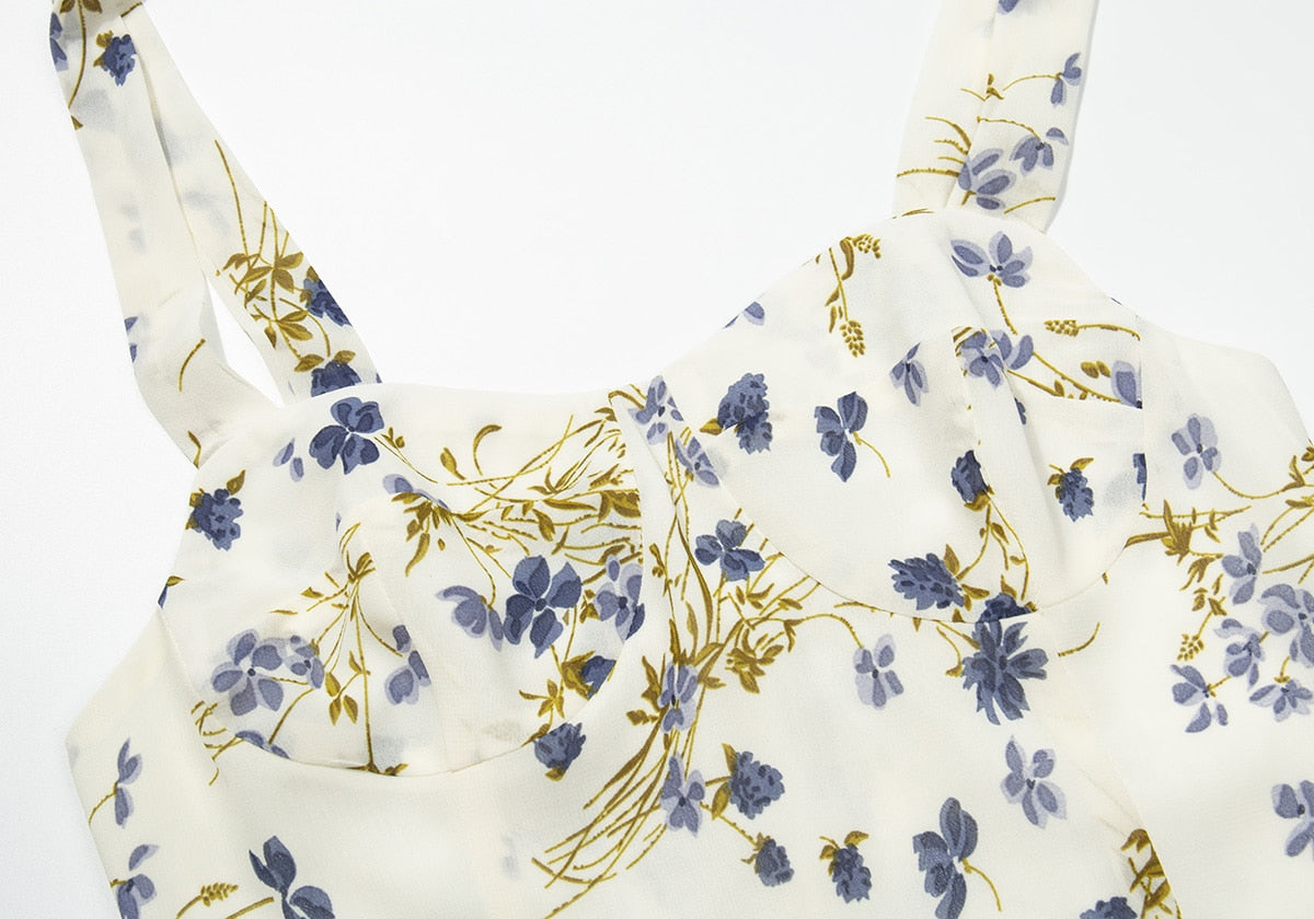 Summer Dress Women Floral Print Mini Dress Sweetheart Neck Sleeveless Spaghetti Strap Tie Beach Dress Vacation Sundress