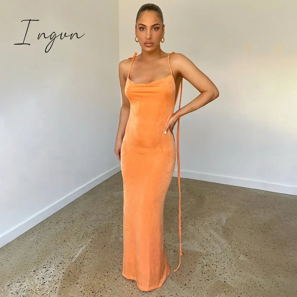 Ingvn - Sexy Hollow Out Corset Maxi Dress Party Dress Women Halter Cut Out  Wrap Split Long Dresses Summer Backless Clubwear Midi Robe