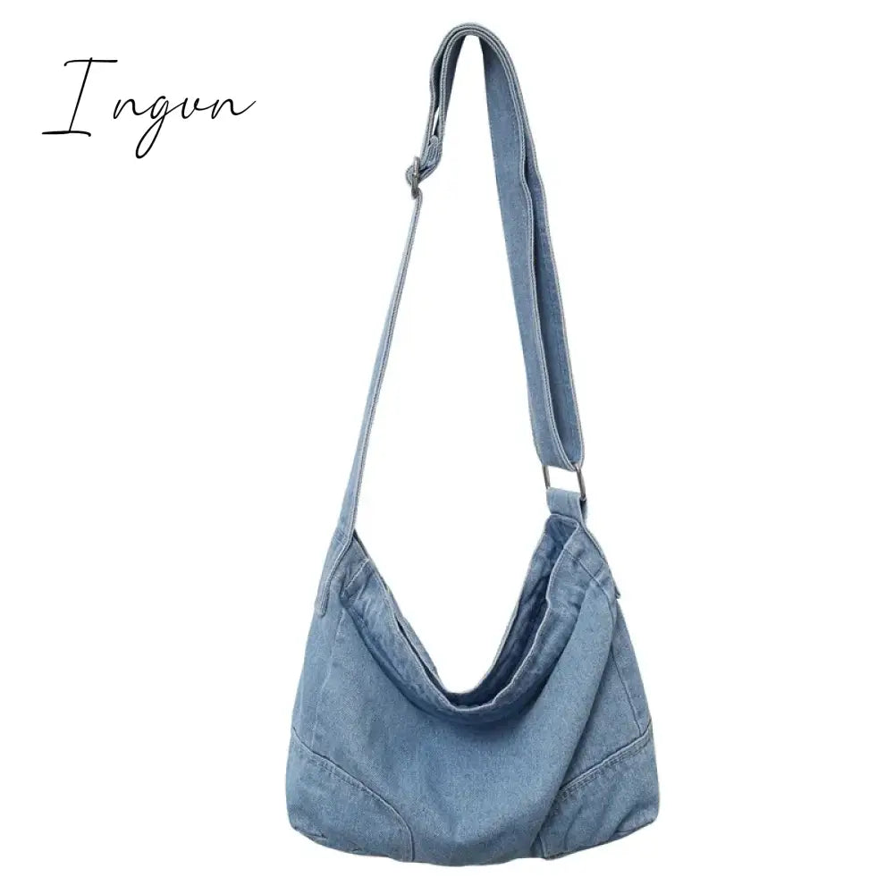 Ingvn - Denim Women's Bag 2024 New Eco Reusable Ladies Handbags Canvas Shopping Travel Shoulder Bags Unisex Jeans Crossbody Bag Shoppers
