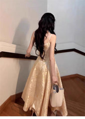Vintage A-Line Jacquard Party Dresses Women Jacquard Spaghetti Strap Big Swing Dress Luxury Sleeveless Vestidos 270A