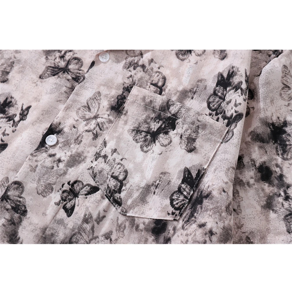 Butterfly Hawaiian Shirts Men Women Summer Beach Shirts Short Sleeve