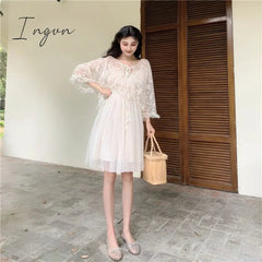 Ingvn - Sannian Actual Photo Of Long Sling Dress With Lace Sunscreen In Soft Yarn In Summer Of 2 Piece Set Women Sleeveless Dress