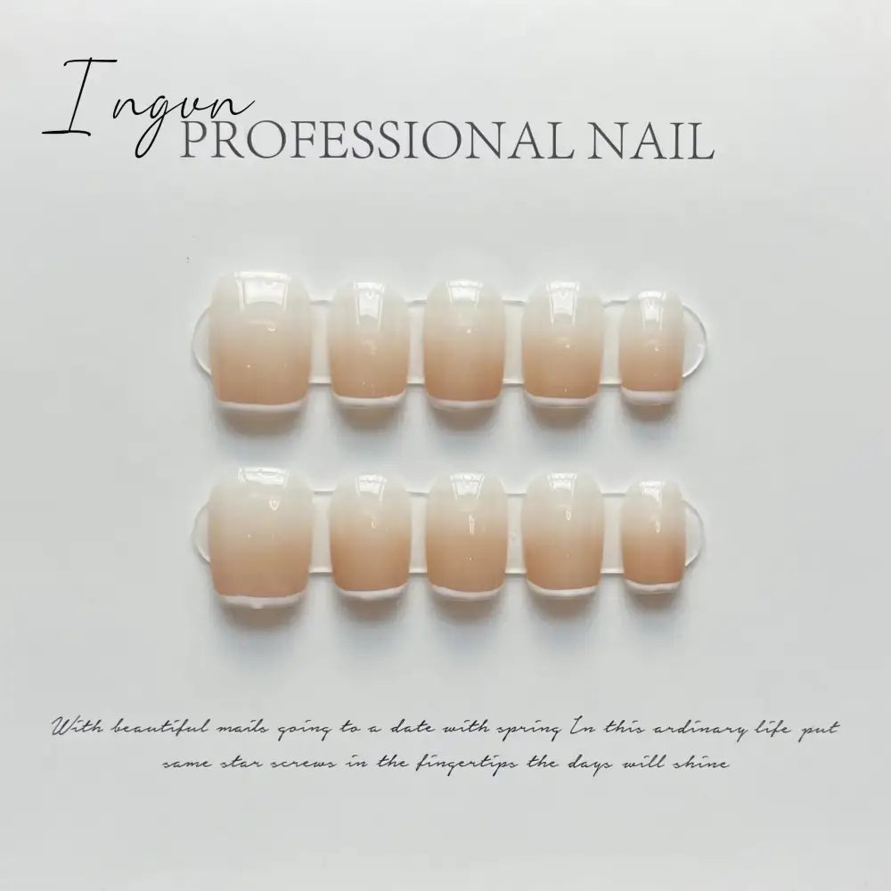 Bow Ice Translucent Sense Handmade Wearable Fake Nail Gradient AB Asymmetric Almond False Nails Trim Nail Shape Nail Decoration