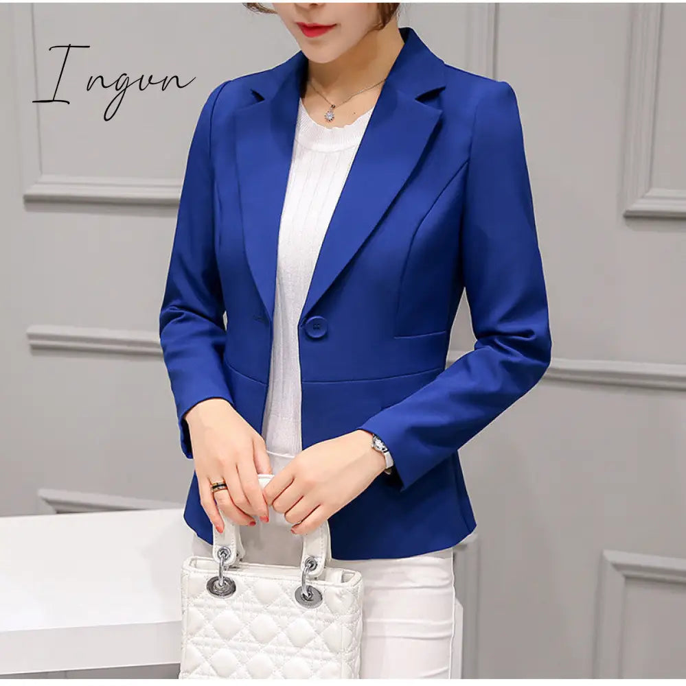 Ingvn - Black Women Blazer Formal Blazers Lady Office Work Suit Pockets Jackets Coat Slim Black Women Blazer Femme Jackets Femme