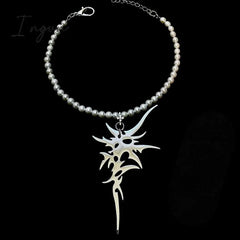 Ingvn - Grunge Accessories Irregular Letter Pendant Necklace Punk Jewelry Thorn Necklaces for Women Goth Choker Korean Fashion Chains
