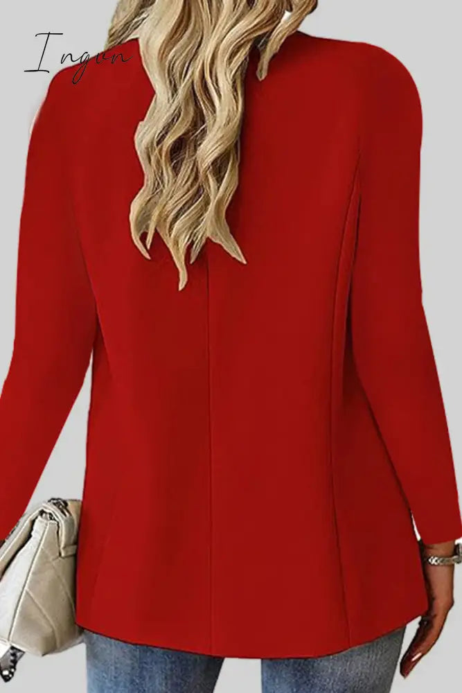 Ingvn - Casual Solid Cardigan Turn-back Collar Outerwear