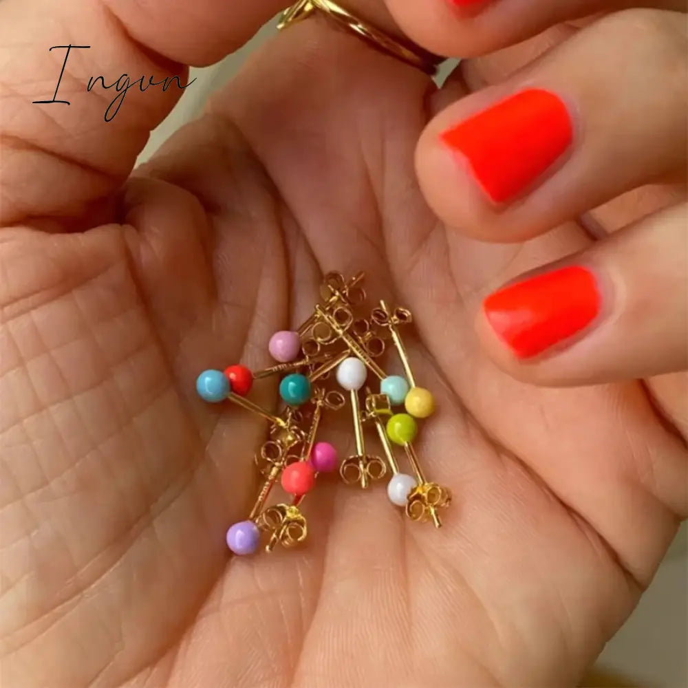 New Trendy Simple Colorful Bean Earrings for Women Exquisite Silver Needle Studs Sweet Elegant Charms Party Jewelry Gifts