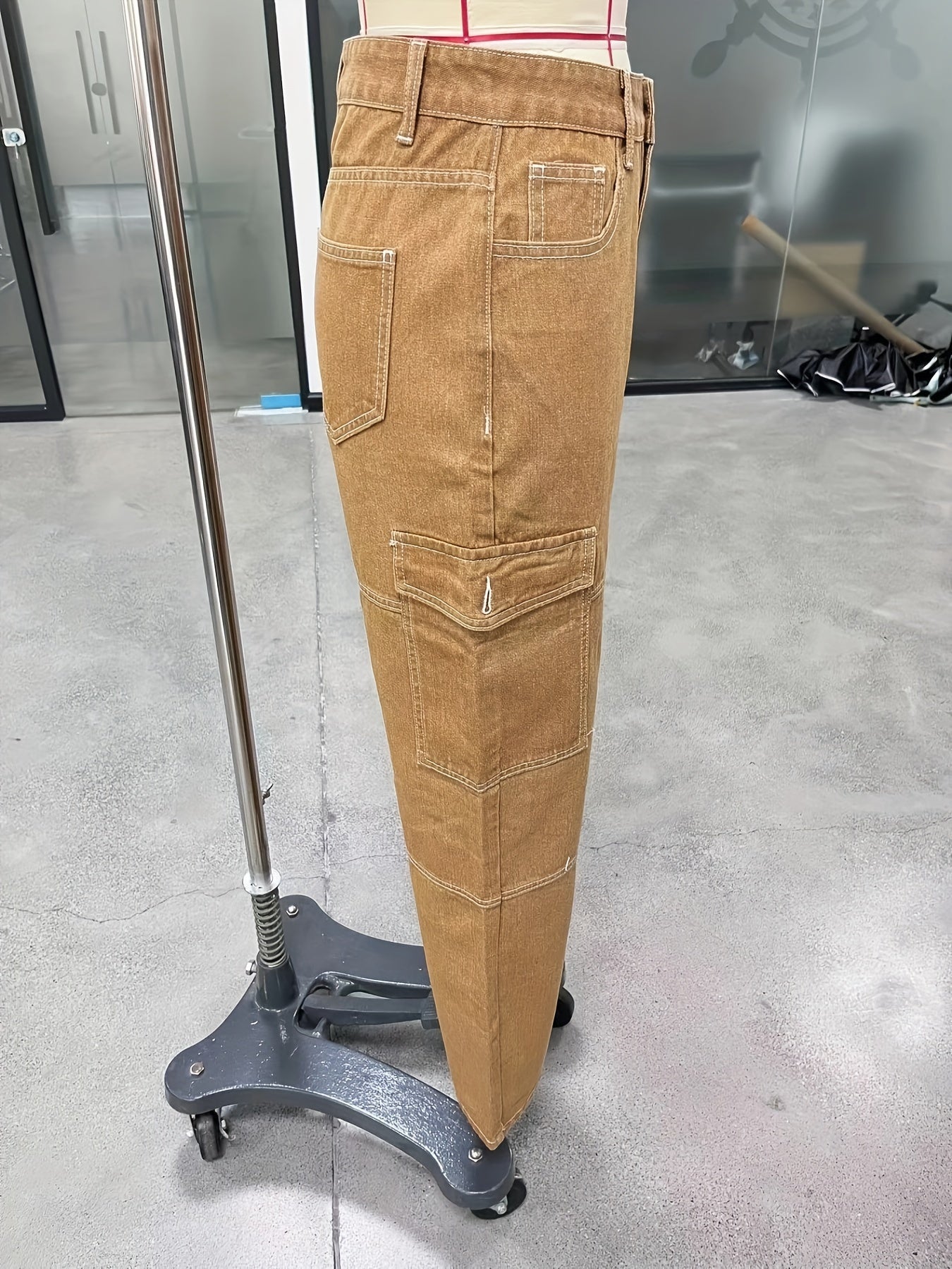 Y2K Kpop Cargo Pants for Women - Fashionable Flap Pockets, Comfortable Loose Fit, Durable Non-Stretch Denim, Straight Jeans Style - A Trendy Wardrobe Essential