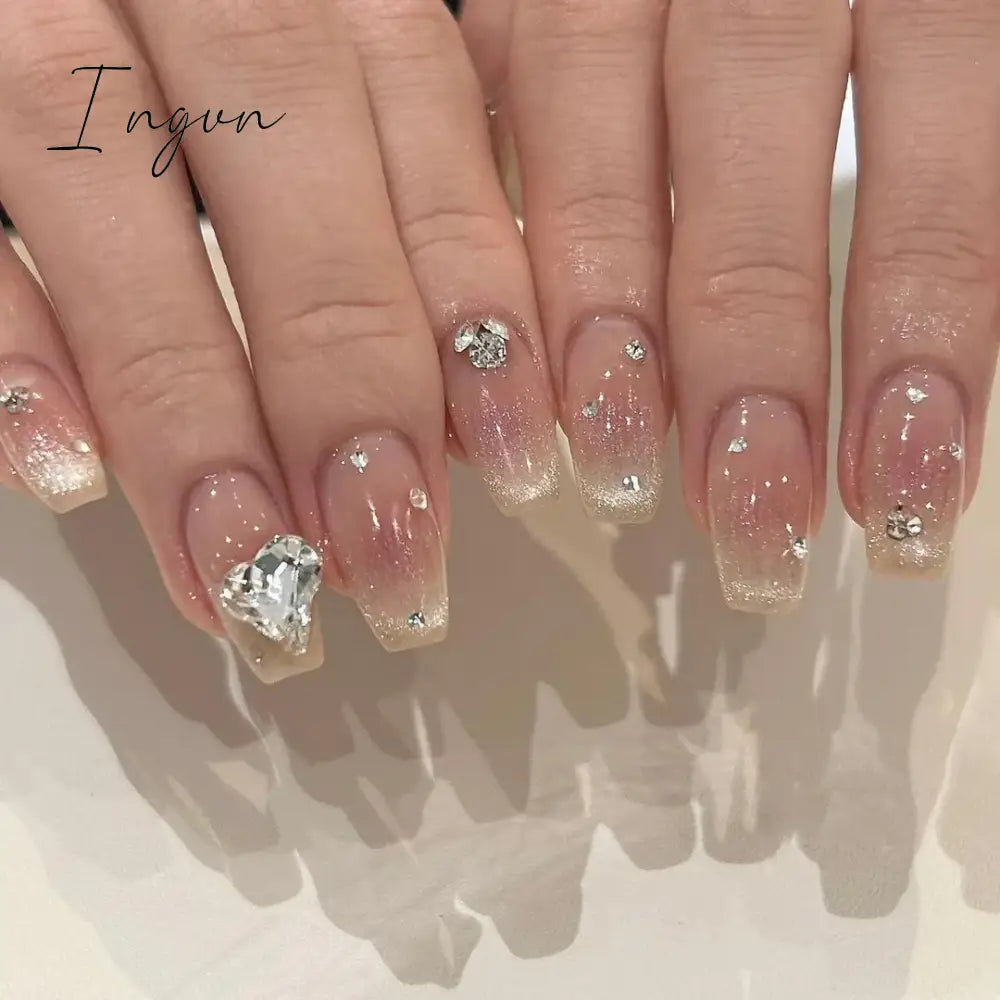 24pcs detachable cat eyes red wine false nails with glue full cover ballet square almond shiny acrylic press on fake nails tips