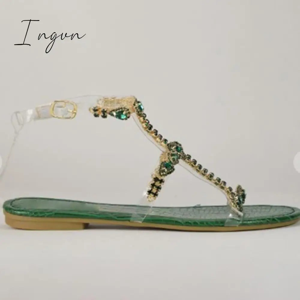 Ingvn - Jewelry Inlaid Fashion Transparent Sandals