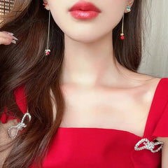 Moving Santa Claus Tassel Dangle Earrings For Women Christmas Tree Snowflake Asymmetric Long Chain Earring New Year Jewelry Gift