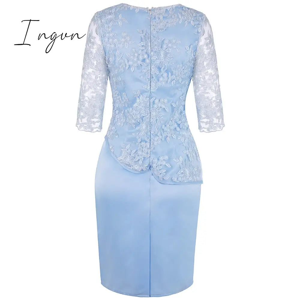 Ingvn - Fashion Trends Elegant Half Sleeve Lace Evening Dress Plus Size O Neck Short Mother Of The Bride Dresses Red Wedding Guest Party Gowns
