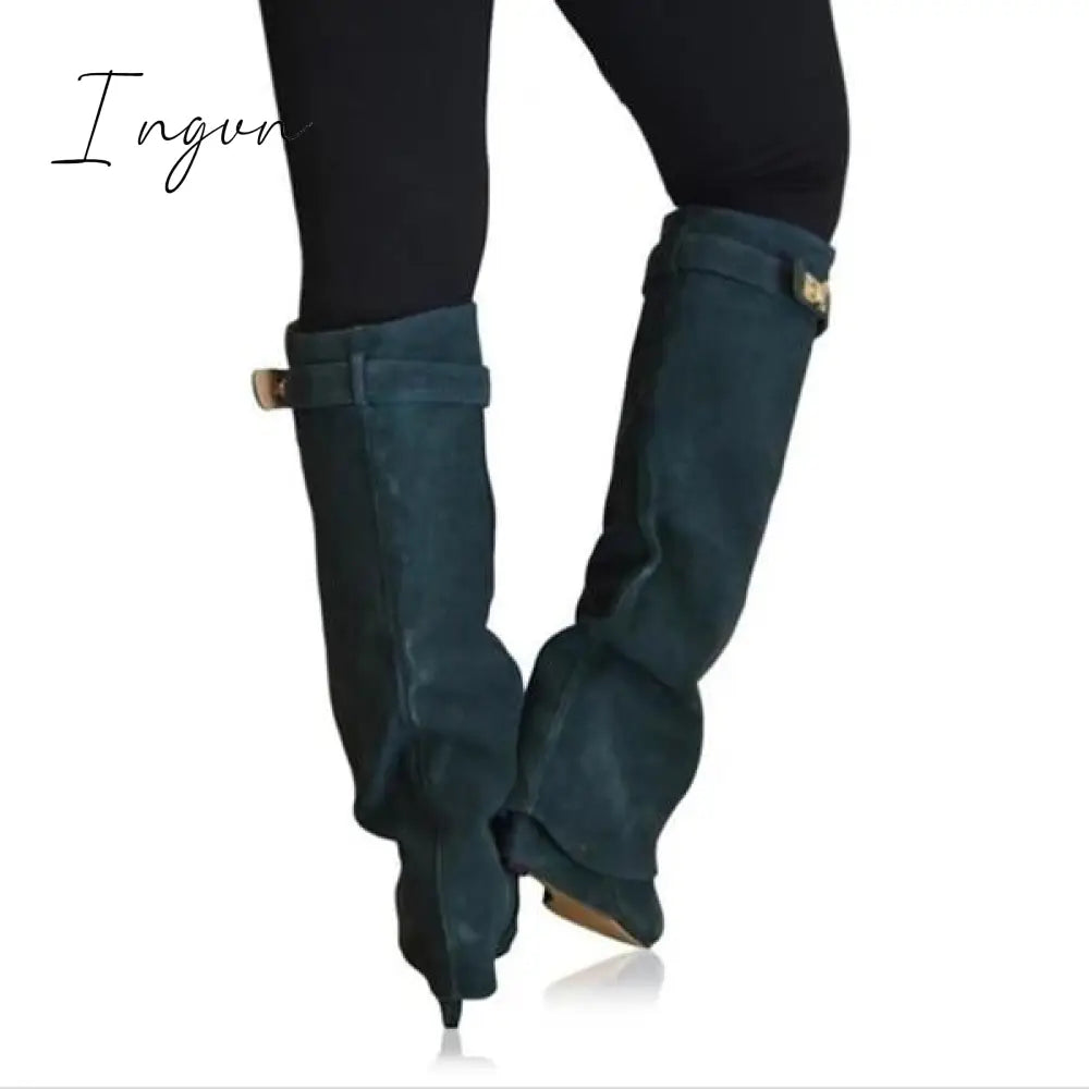 Ingvn - Stylish Faux Leather Hidden Heel Tall Boots
