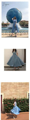 Ingvn - New Denim Dress Women Fashion Solid V Neck Sleeveless Backless With Button Pocket Mid Calf Cotton Strap Dress Office Lady