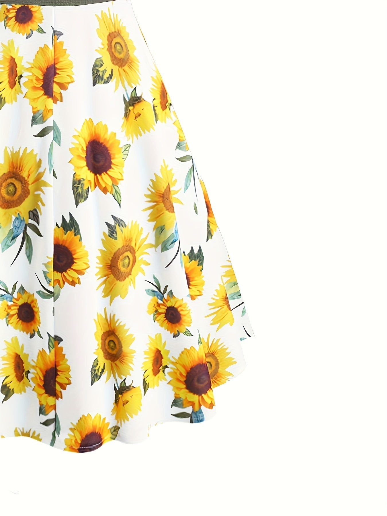 Charming Sunflower Print Patchwork Tank Dress - Vintage Button Crisscross Front - Effortlessly Stylish Sleeveless Womens Casual Wear