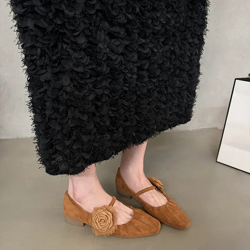 Ingvn  Women Pumps Shoes Fashion Shallow Flower Ladies Slip On Shoes Street Style Dress Mary Jane Shoes