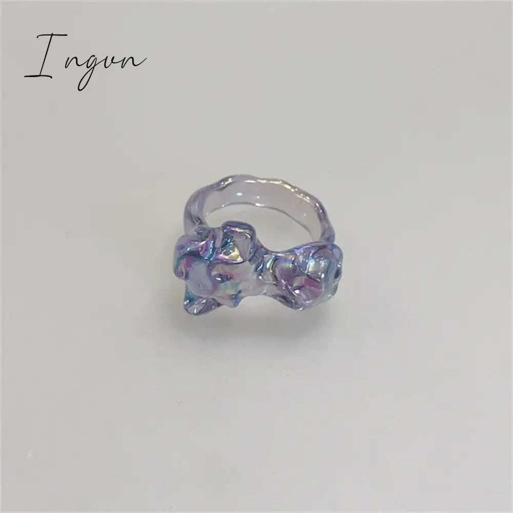 Trend Irregular Colorful Chic Pink Flower Ring for Women Fashion Y2K Cute Resin Ring Statement Aesthetic Jewelry Friend Gifts