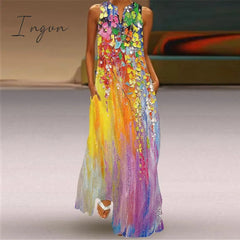 Ingvn - Summer Long Dress Elegant Robe Dress Party Sleeveless Dresses Women Casual Sundress Vintage Maxi Dresses For Women