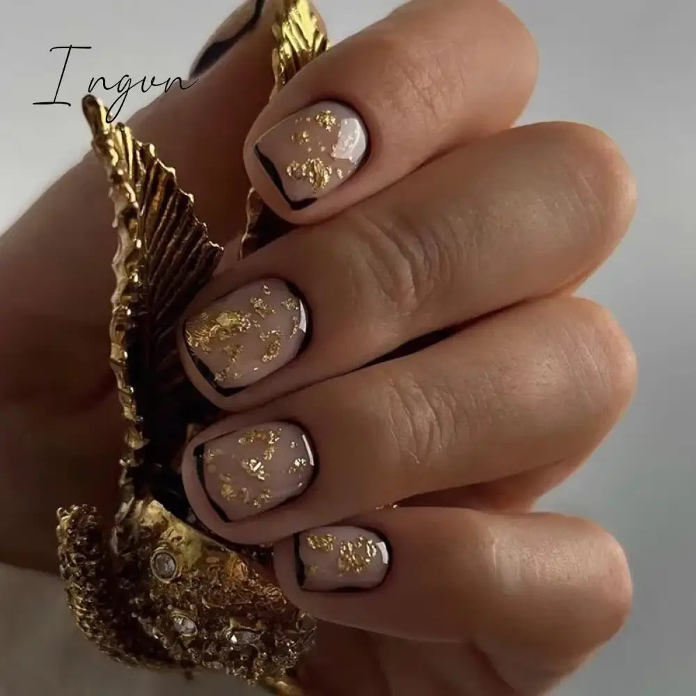 24Pcs French Tip  Press on Nails Short Coffin False Nails Simple Wearable Fake Nails Frosted Full Cover Press on Nail Tips Art