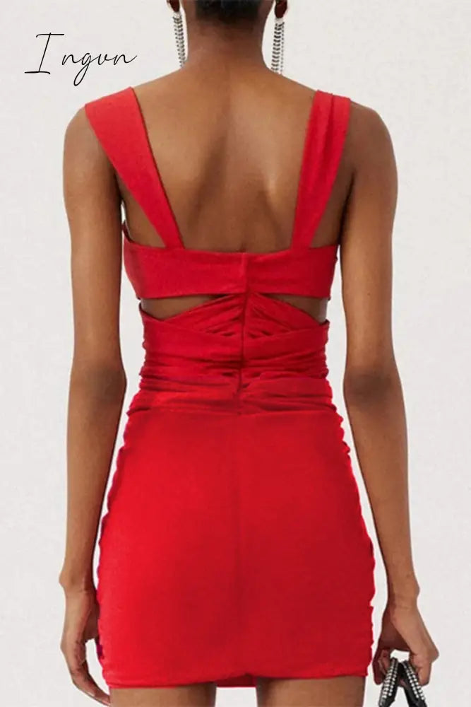 Ingvn - Sexy Solid Patchwork Backless Swimwears (With Paddings)