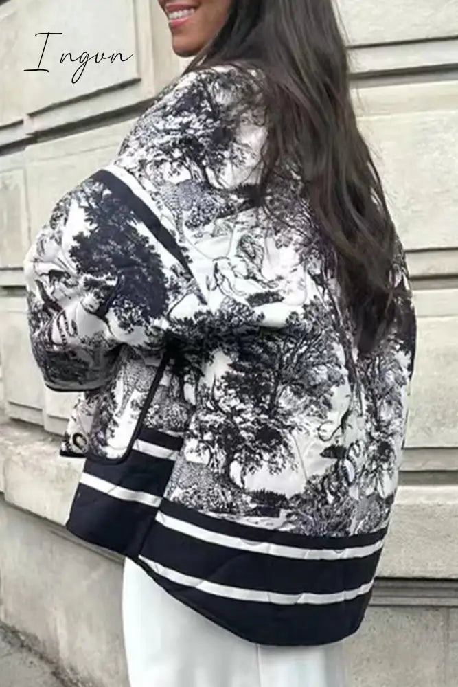 Ingvn - Street Print Pocket Turndown Collar Outerwear(3 Colors)