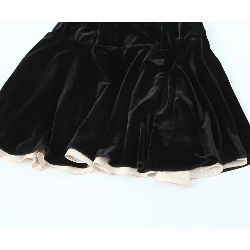 Black Strapless Christmas Dress Sexy A Line Vintage Velvet Party Mini Dresses Elegant Women Dresses