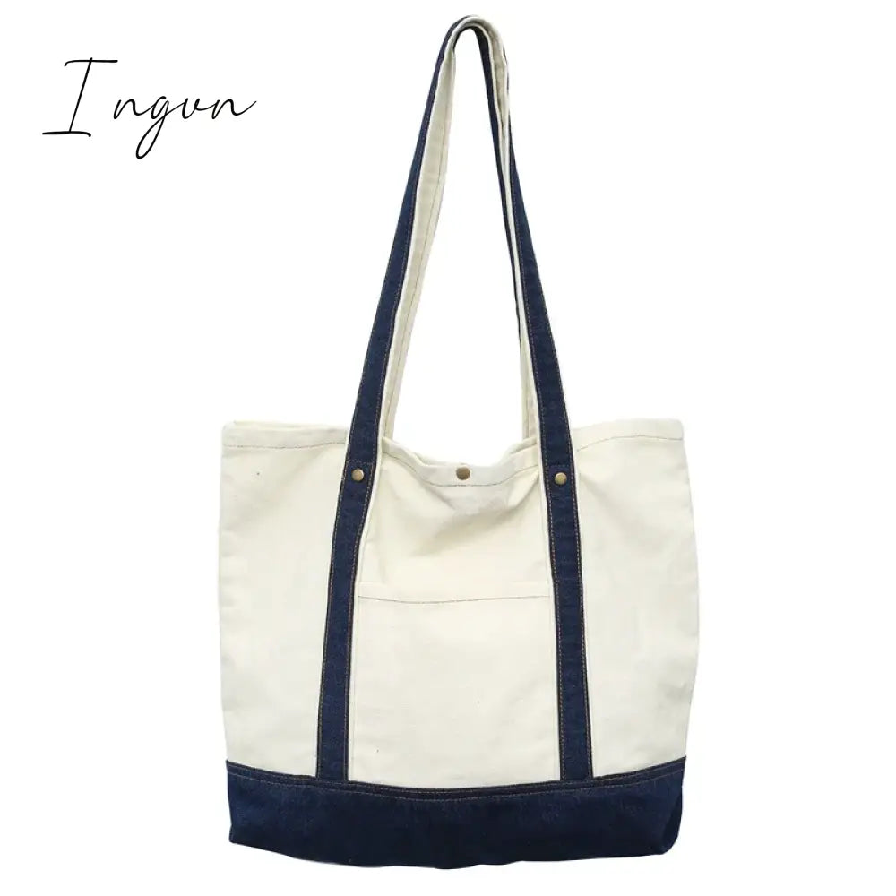 Ingvn - Denim Women's Bag 2024 New Eco Reusable Ladies Handbags Canvas Shopping Travel Shoulder Bags Unisex Jeans Crossbody Bag Shoppers