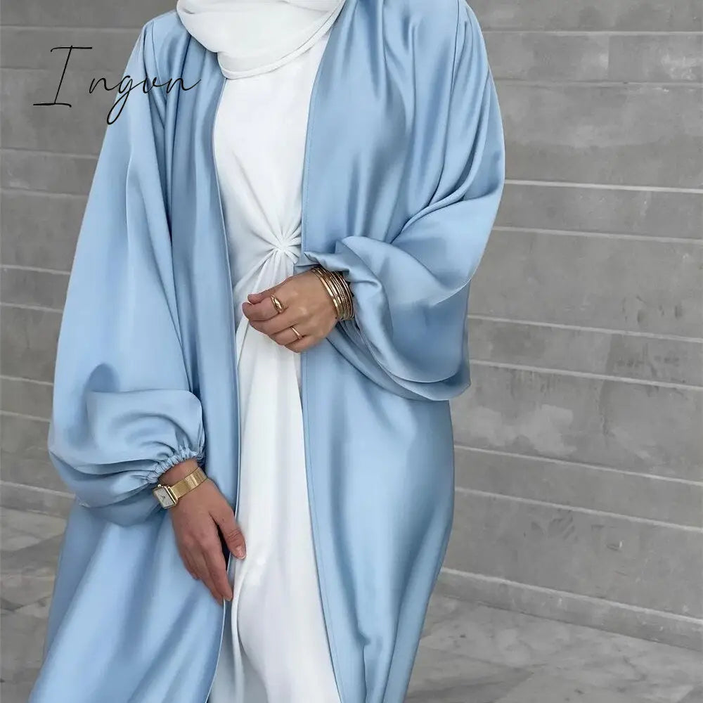 Ingvn - 2023 Summer Puff Sleeve Muslim  Abaya Women Dress Elegant Modest Morocco Party Long Dress Islamic Turkey Dubai Eid Ramadan Jubah Robe