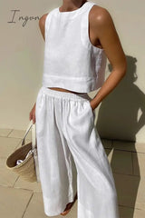 Ingvn - Casual Simplicity Solid O Neck Sleeveless Two Pieces(5 Colors)