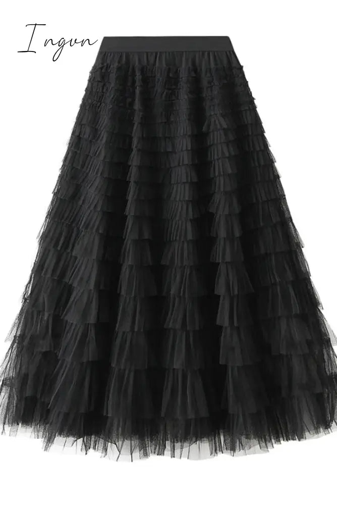 Ingvn - Make a Royal Statement with this Elastic Waist Tulle Skirt