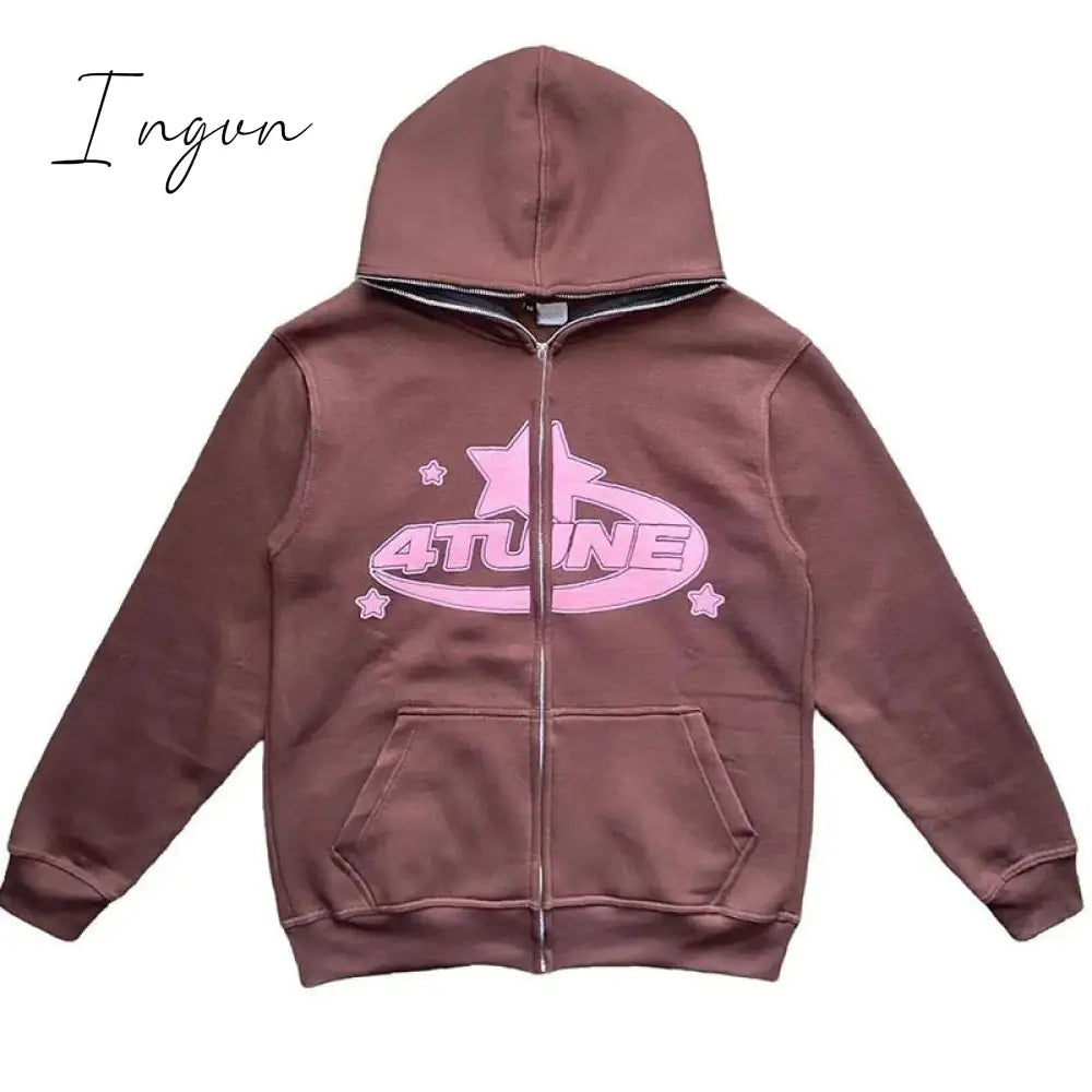 Ingvn - Star Letter Print Hoodies Y2K