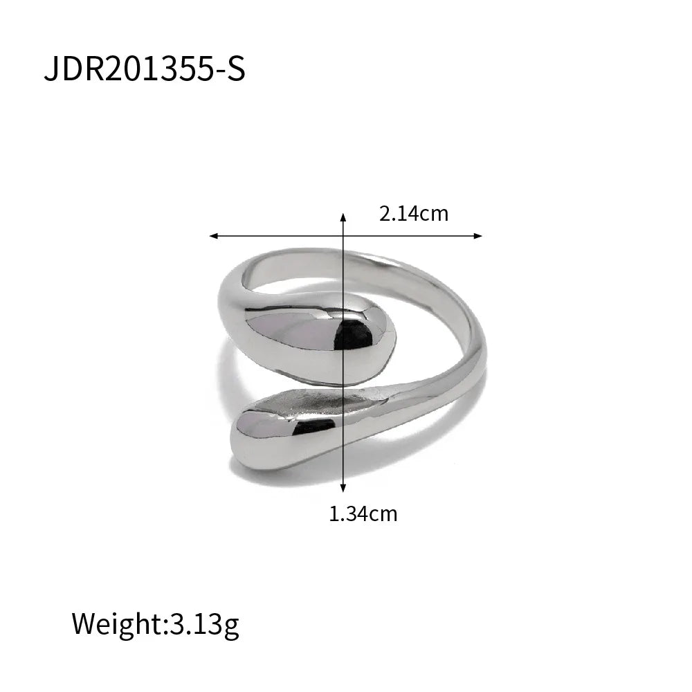 INGVN  Fashion Stainless Steel Waterproof Open Ring Personality Charms PVD Real Gold 18K Plated Trendy Jewelry for Women