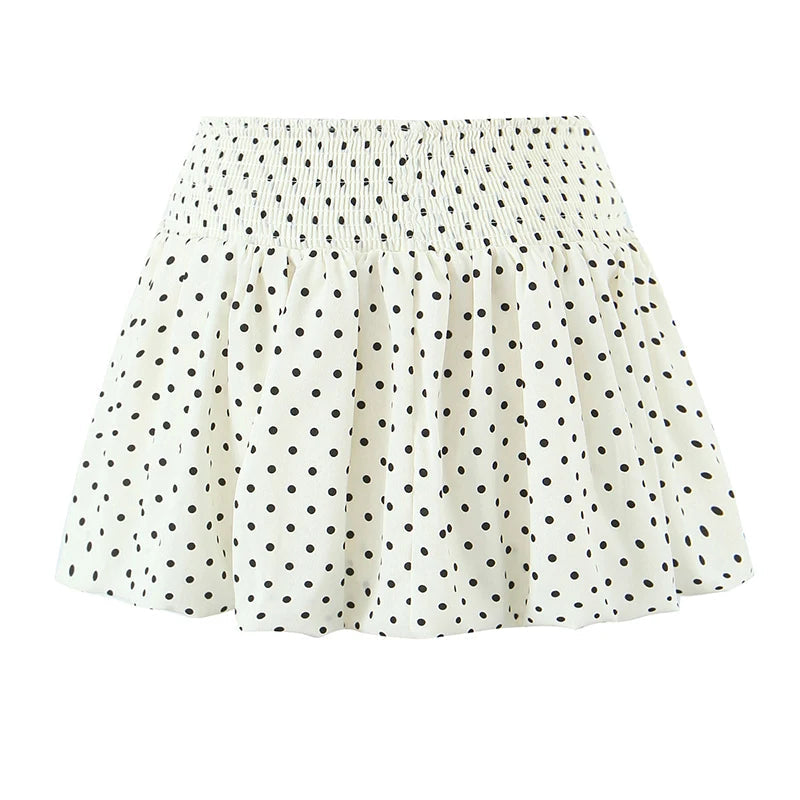 American Retro Elastic Waist Polka Dot Mini Skirt Women Holiday Summer Short Bud Skirts Y2K New